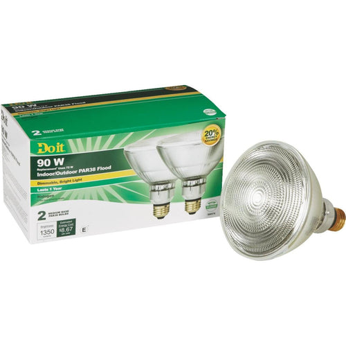 Do it 90W Equivalent Clear Medium Base PAR38 Halogen Floodlight Light Bulb (2-Pack)