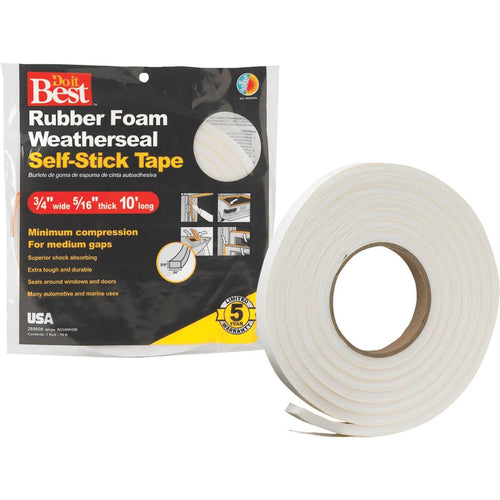 Do it Best 3/4 W x 5/16 T x 10' L White Foam Weatherstrip Tape