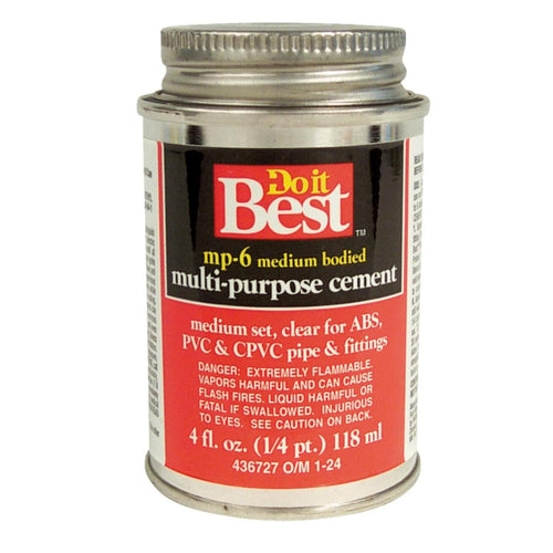 Do it Best 4 Oz. Medium Bodied Clear Multi Purpose Solvent Cement