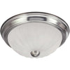 Home Impressions 13 In. Brushed Nickel Incandescent Flush Mount Ceiling Light Fixture with Frosted Melon Glass