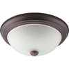 Home Impressions 13 In. Oil Rubbed Bronze Incandescent Flush Mount Ceiling Light Fixture with Frosted Swirl Glass