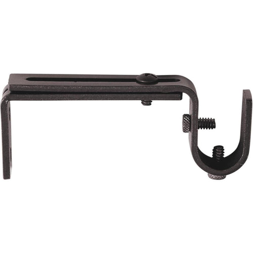 Kenney Adjustable Single Black Curtain Rod Bracket (2-Pack)