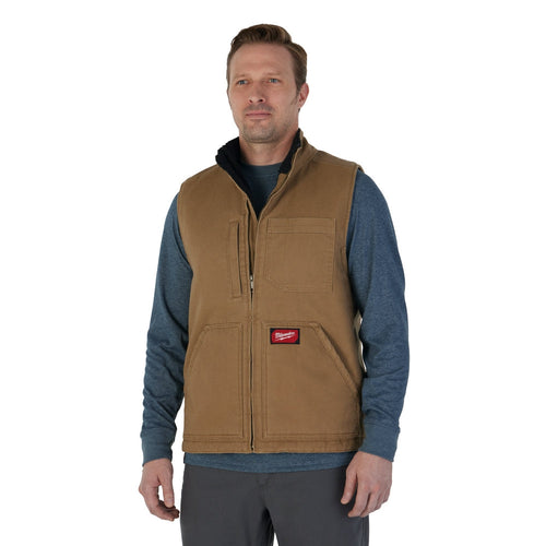 Heavy Duty Sherpa-Lined Vest - Brown M