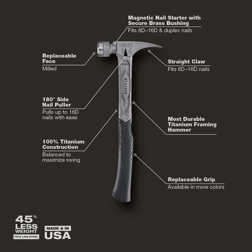 Stiletto 14 oz TIBONE™ Milled/Curved Titanium