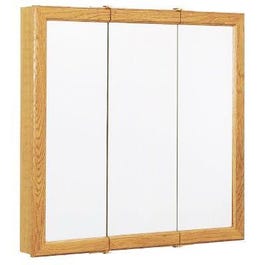 Tri-View Medicine Cabinet, Surface Mount, Oak Frame, 23.75 x 25-5/8 x 4.5-In.