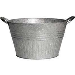 Tub Planter With Handles, Round, Galvanized Metal, 10-In.