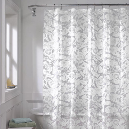 Zenith Zenna Home 70 In. x 72 In. White/Gray PEVA Seashell Shower Curtain Set
