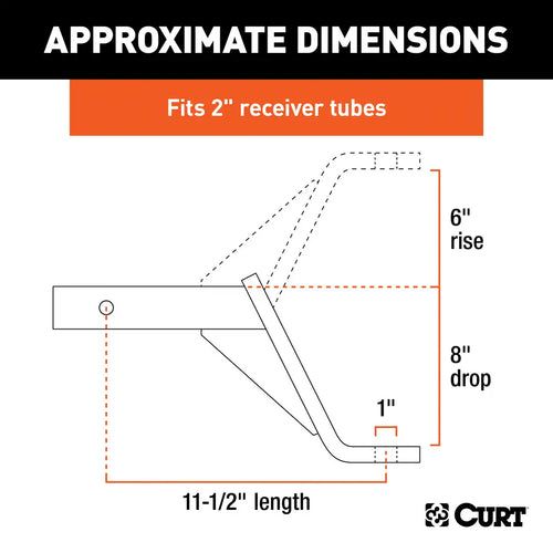 CURT Class 3 Ball Mount, Imported 2 Shank, 5,000 lbs., 8 Drop, 11-1/2 Long #45890