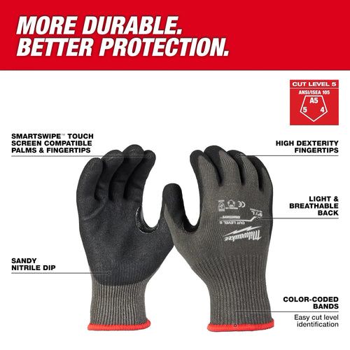 Milwaukee Cut Level 5 Nitrile Dipped Gloves - XL