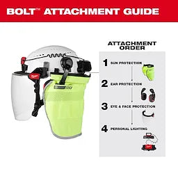 Milwaukee BOLT™ White Front Brim Hard Hat w/6pt Ratcheting Suspension (USA) - Type 1, Class E