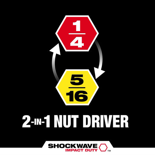 Milwaukee SHOCKWAVE™ Impact Duty 1/4” and 5/16” x 6” QUIK-CLEAR™ 2-in-1 Magnetic Nut Driver
