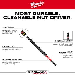 Milwaukee SHOCKWAVE™ Impact Duty 1/4” and 5/16” x 6” QUIK-CLEAR™ 2-in-1 Magnetic Nut Driver