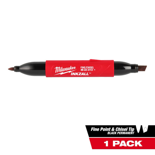 Milwaukee INKZALL™ Double Sided Black Jobsite Marker – Fine Point & Chisel Tip
