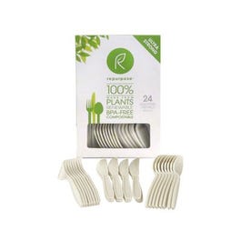 Compostable Utensils, Heat Tolerant, Assorted, 24-Ct.