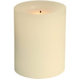 Flameless Candle, Pillar With Timer, Cream Wax, 4-In.