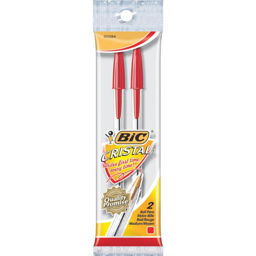 Bic Cristal Medium Point Red Ball Pen (2-Pack)