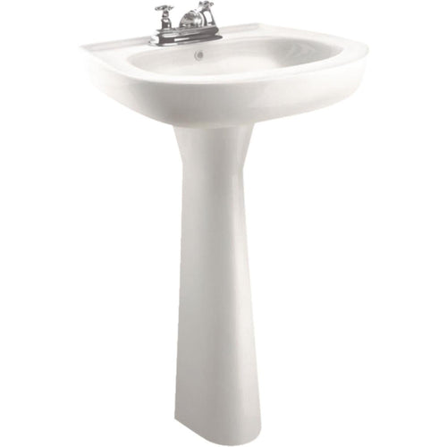 Cato Jazmin White Vitreous China Pedestal Sink with 4 In. Faucet Centers