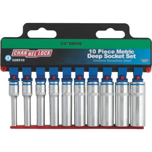 Channellock Metric 1/4 In. Drive 6-Point Deep Socket Set (10-Piece)